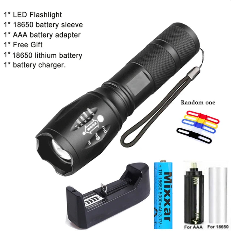 ZK30 Portable Powerful LED Lamp T6 Flashlight Linterna Torch Uses 18650 Chargeable Battery Outdoor Camping Tactics Flash Light