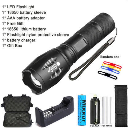 ZK30 Portable Powerful LED Lamp T6 Flashlight Linterna Torch Uses 18650 Chargeable Battery Outdoor Camping Tactics Flash Light