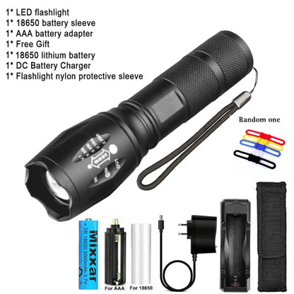 ZK30 Portable Powerful LED Lamp T6 Flashlight Linterna Torch Uses 18650 Chargeable Battery Outdoor Camping Tactics Flash Light