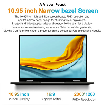 2 in 1 Touchscreen 10.95" Laptop 360° Flip Laptop Intel Celeron