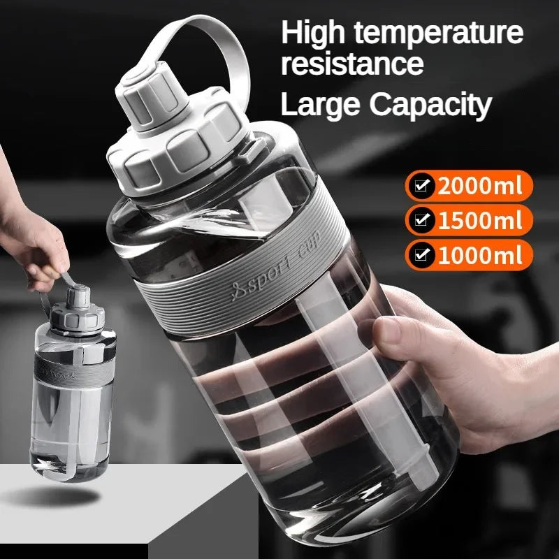 2 Liter Big Water Bottle with Straw