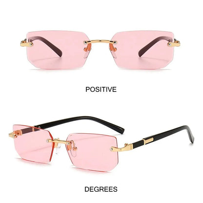 Trendy Rimless Sunglasses for Men Women Fashion Frameless Rectangle Sun Glasses Retro Shades Summer Traveling Eyewear UV400