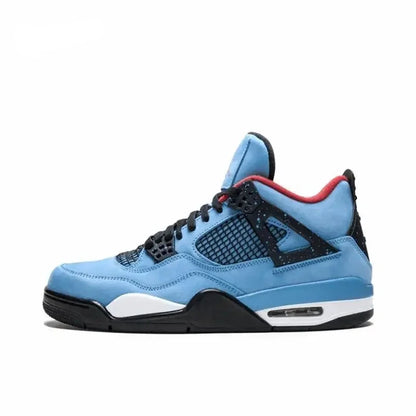 Nike Air Jordan 4 Anti-skid Wear Men Women, Sports Basketball Shoes, Comfortable Breathable, Xie Cactus Jack Ts/blue Suede