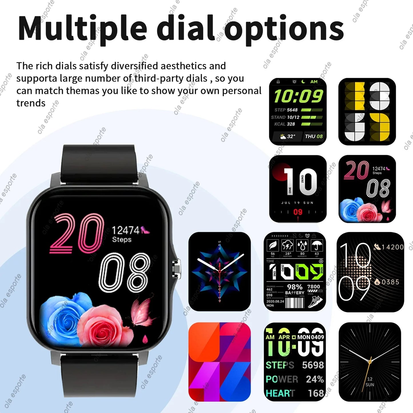 Smart Watch, Wireless Call/Dial, Multiple APP Reminders, Suitable for Men and Women, Sports Watch, Compatible with IPhone/Andrio