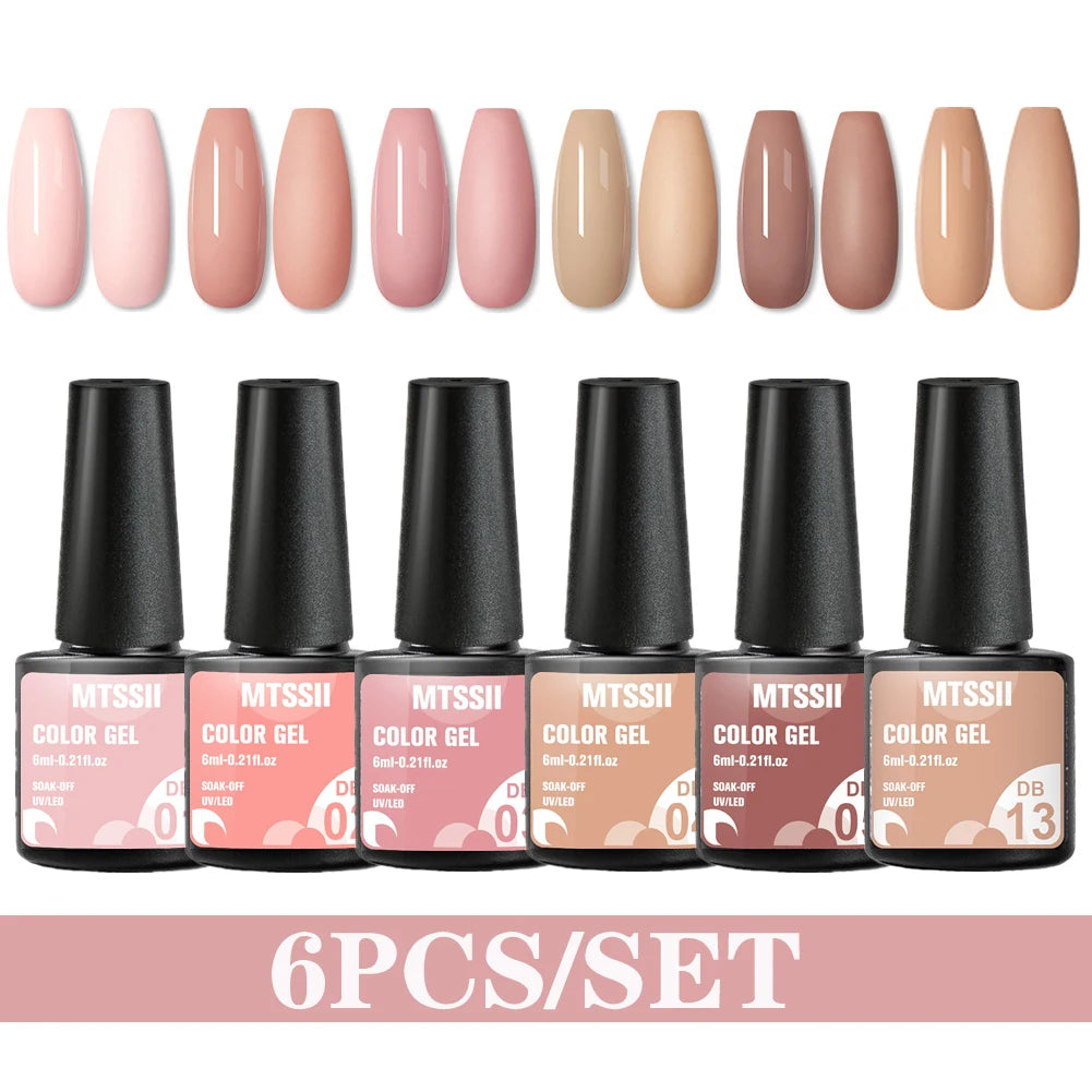 6PCS/SET Color Nail Gel Polish Set Kits  Base Top Coat