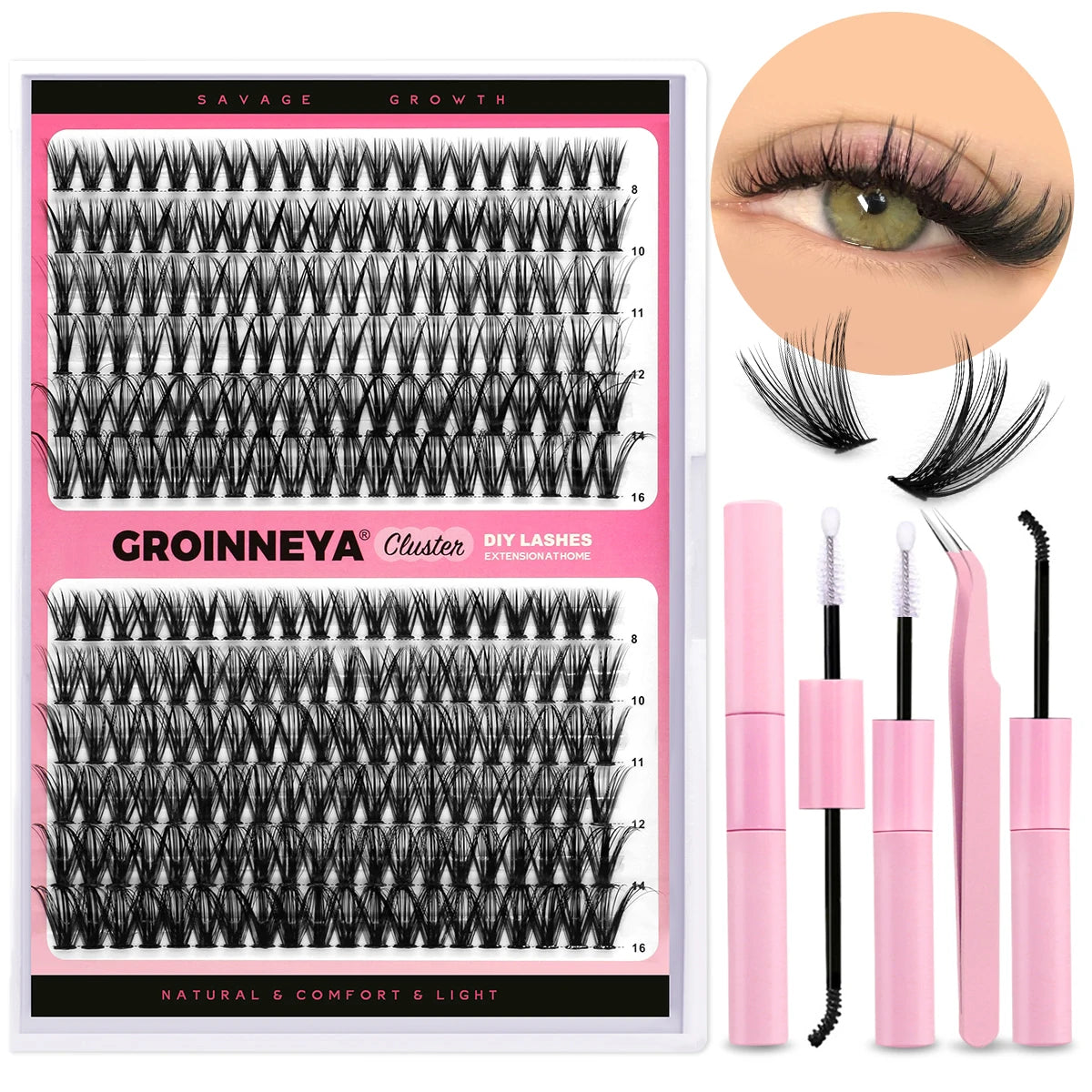 Lash Clusters Set DIY Lashes Extension Kit Individual Eyelash Extension Kit Full Set Lashes Kit with Lash Bond and Seal Makeup