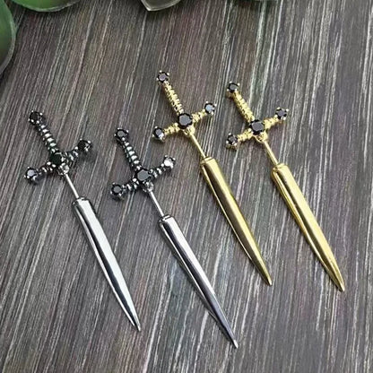 Kinitial Sword Earrings Gothic Removable Sword Ear Jacket Dagger Earrings Dagger Earrings Front Back Earring