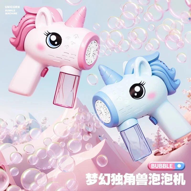 Unicorn electric bubble gun, toy bubble machine