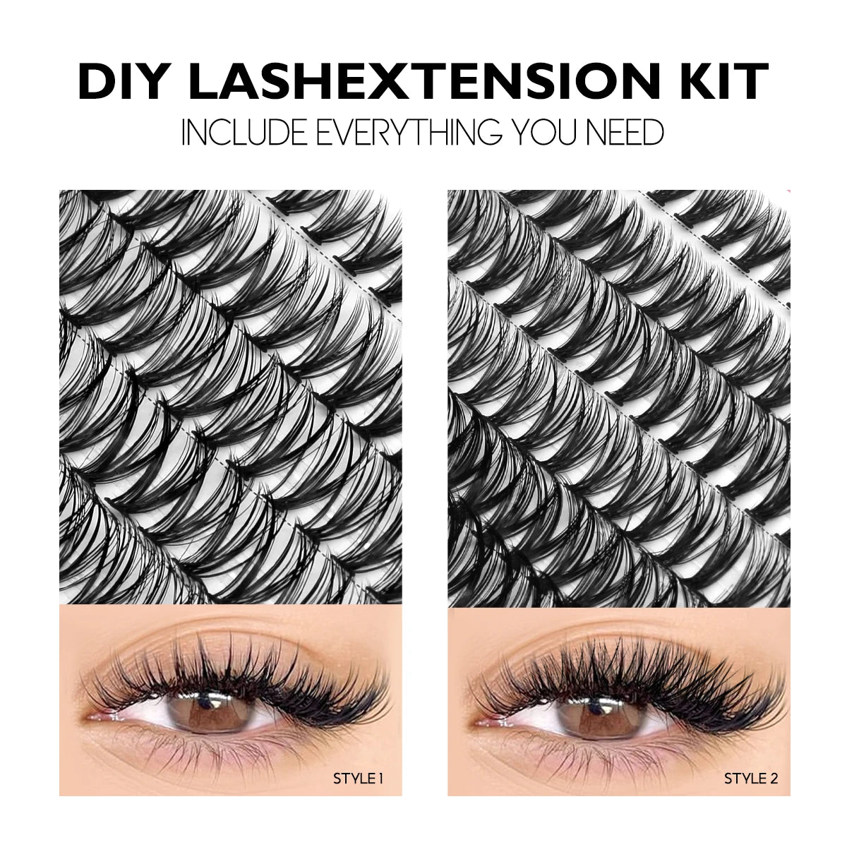 Eyelashes extensions kit DIY Mix Mink eyelash set makeup tools & accessories false eyelashes kit Makeups lashe clusters Set