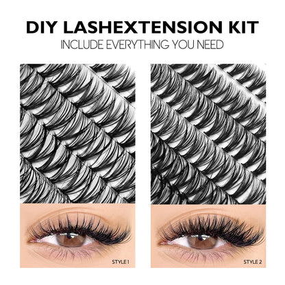 Eyelashes extensions kit DIY Mix Mink eyelash set makeup tools & accessories false eyelashes kit Makeups lashe clusters Set