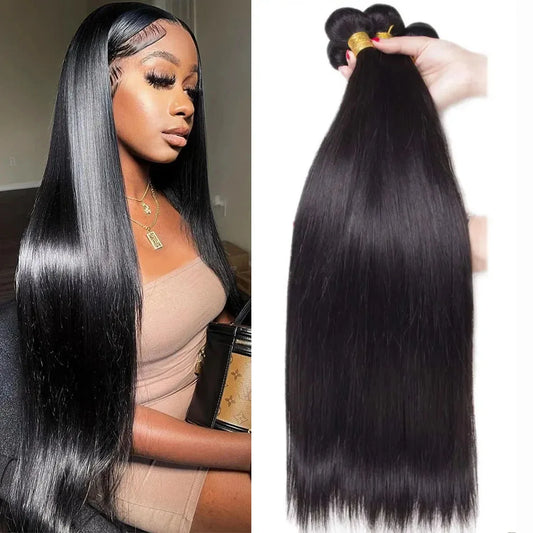 Missanna 26 28 30Inch Bone Straight Bundle Brazilian Soft Weave Bundles