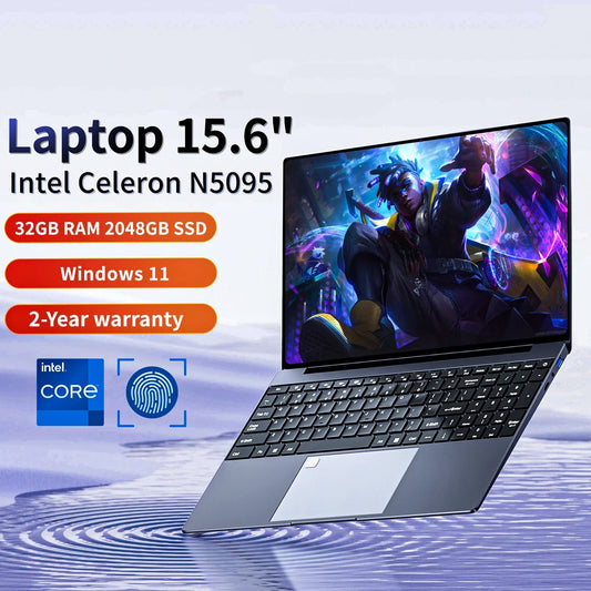 15.6" Portable Laptop Intel N5095 32GB Ram DDR4 2TB