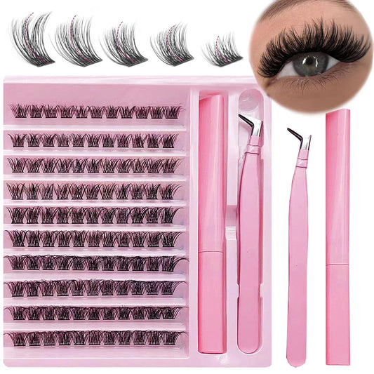 DIY Lash Clusters Extension Kit 110 Clusters With Bond Individual Lashes Kit Cluster Lashes False Eyelash Clusters With Tweezers