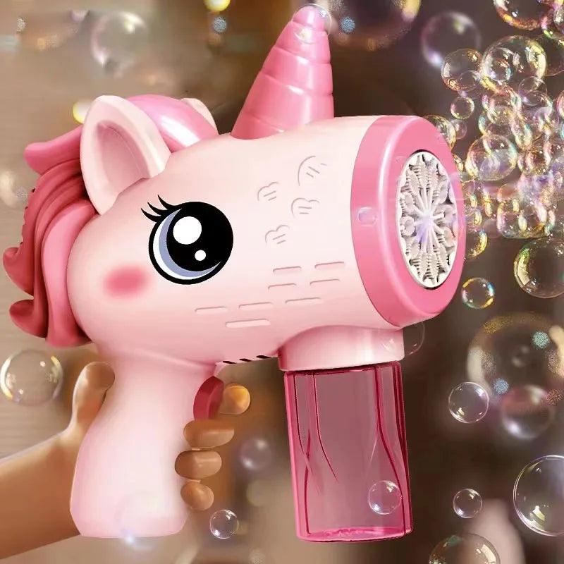 Unicorn electric bubble gun, toy bubble machine