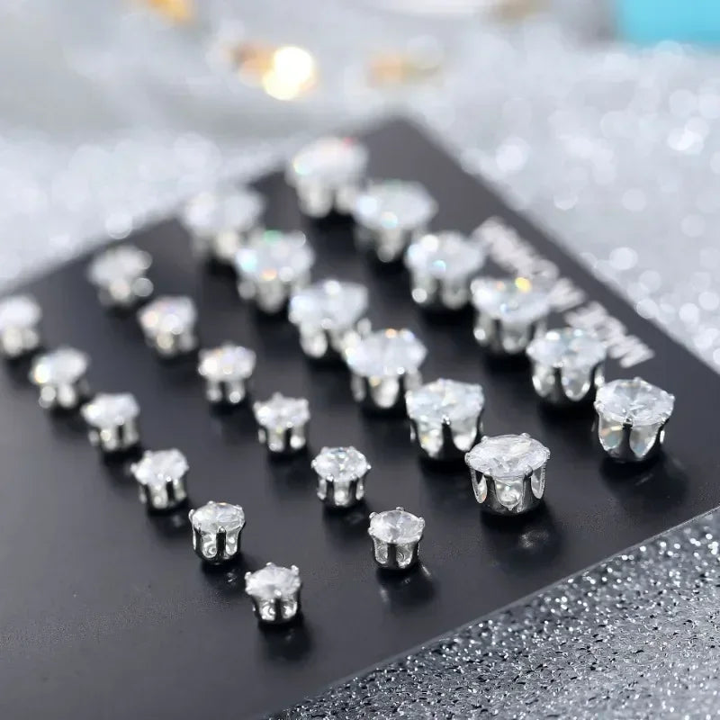 12 Pairs/Pack White Shiny Wedding Stud Earrings Set for Women Men Crystal Jewelry Accessories Minimalist Earrings Jewelry Gifts