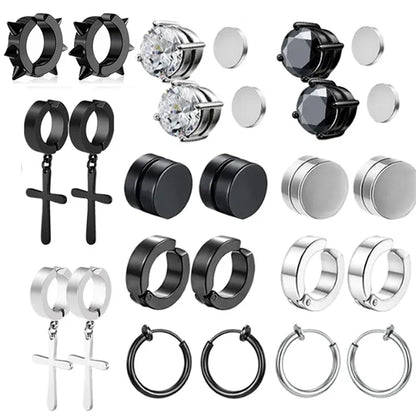 Non-pierced Earrings Non-hole Classic Fake Hoop Earring Punk Without Piercing Hip-hop Black Ear Bone Buckle Ear Clips Jewelry