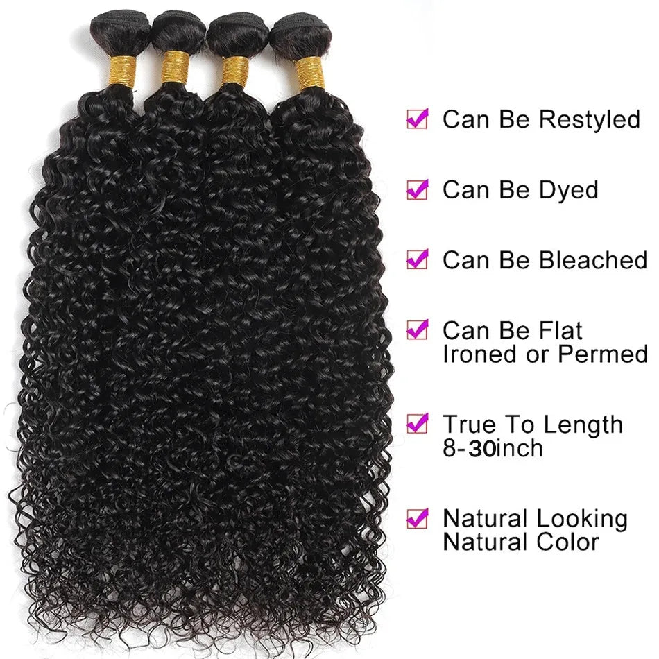 Mongolian Afro Kinky Curly Bundles 1/3/4PCS Human Hair Extensions