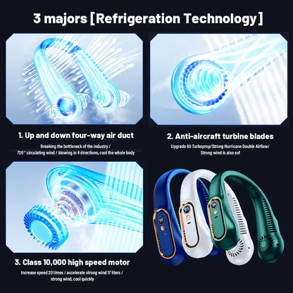 1PC Portable Neck Fan Mini Cooling Fan Rechargeable Neck Fan Portable Cooling Fan