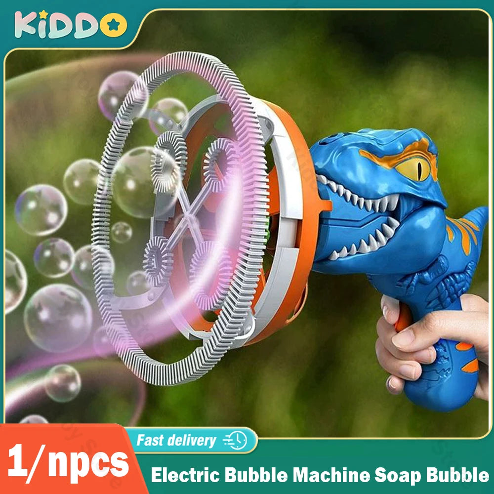 Kids Electric Bubble Machine Soap Bubble Portable Giant Dinosaur