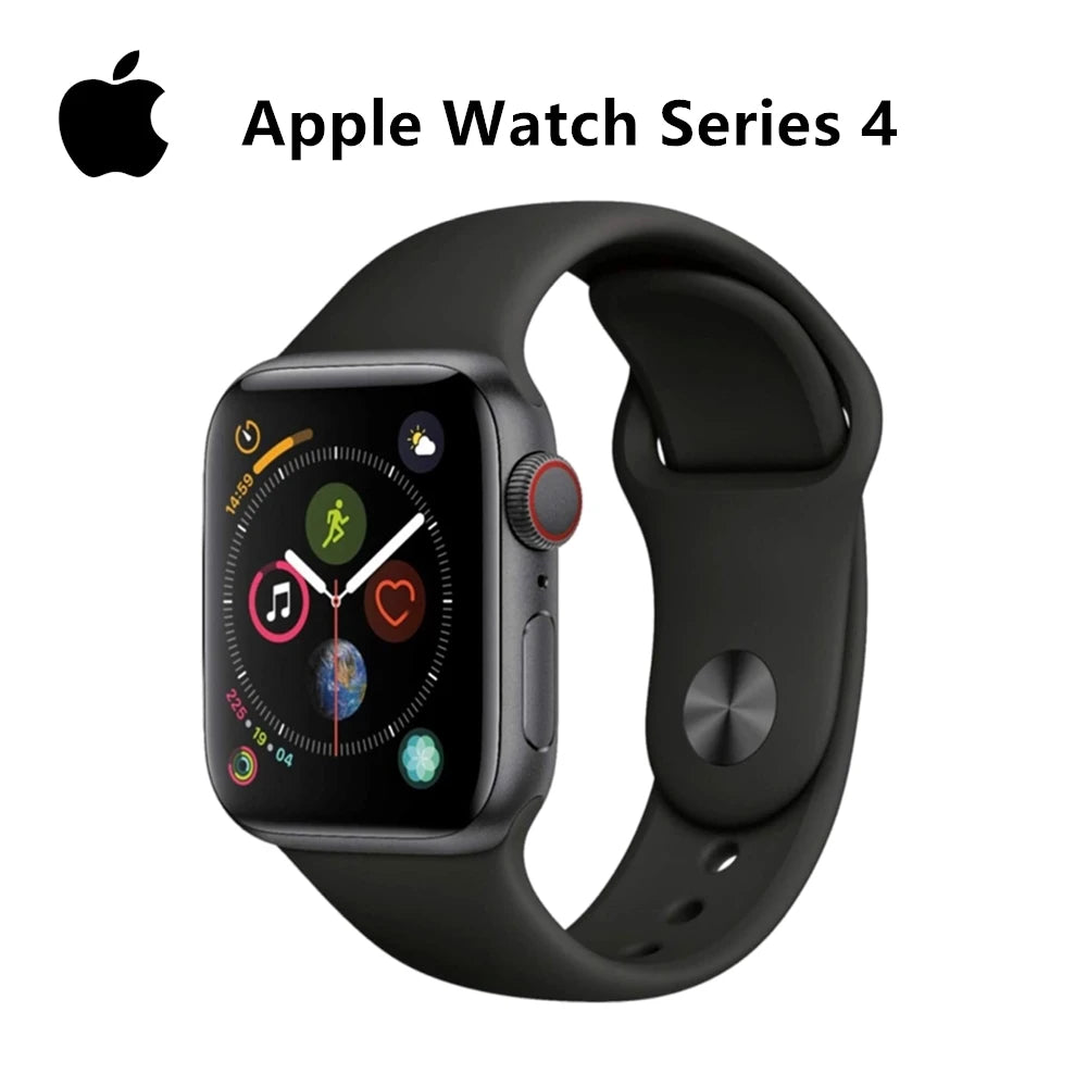 Apple Watch Series 4 GPS 40MM/44MM Space Gray Aluminum Case with Black Sport Band (Renewed)