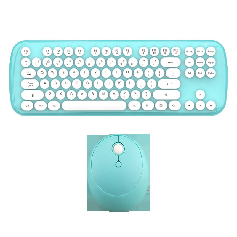 Wireless Keyboard And Mouse Set Girls Color Retro