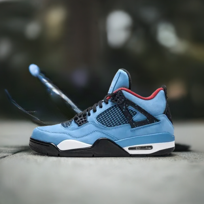 Nike Air Jordan 4 Anti-skid Wear Men Women, Sports Basketball Shoes, Comfortable Breathable, Xie Cactus Jack Ts/blue Suede