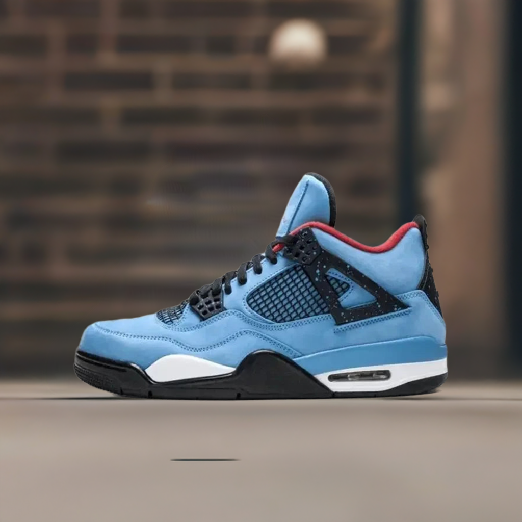 Nike Air Jordan 4 Anti-skid Wear Men Women, Sports Basketball Shoes, Comfortable Breathable, Xie Cactus Jack Ts/blue Suede