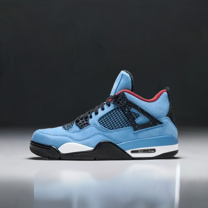 Nike Air Jordan 4 Anti-skid Wear Men Women, Sports Basketball Shoes, Comfortable Breathable, Xie Cactus Jack Ts/blue Suede